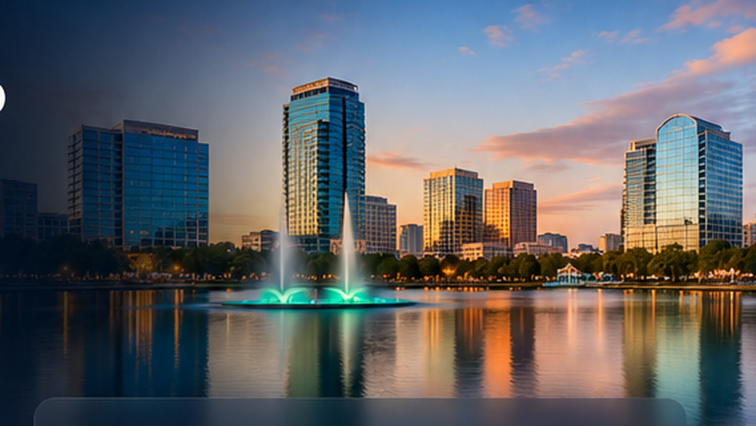 Downtown Orlando skyline and lake